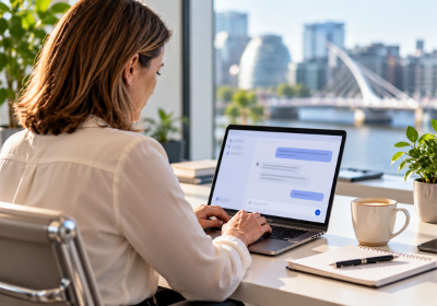 A business owner asking an AI assistant to recommend an accountant in Dublin